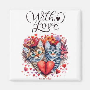 Aquarellfarben Valentine Katzen mit Liebe Magnet
