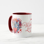 Aquarellfarben Valentine Katzen mit Liebe Tasse (Vorderseite Links)