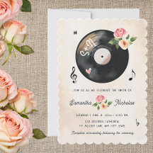 Aquarellfarben - Vinyl Record Hochzeit Einladung