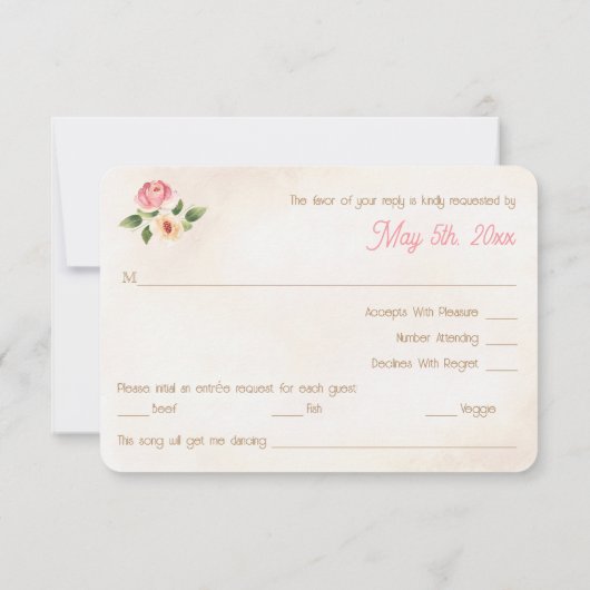 Aquarellfarben-Vinyl-Schallplattenaufzeichnung Hoc RSVP Karte (Rückseite)