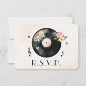 Aquarellfarben-Vinyl-Schallplattenaufzeichnung Hoc RSVP Karte (Vorderseite)