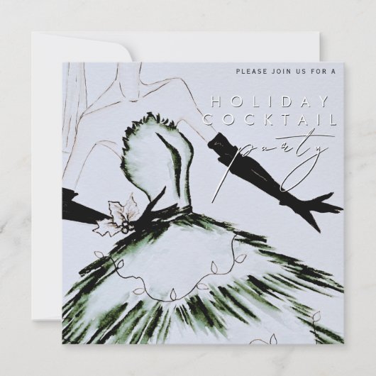 Aquarellfarben Vogue Fashion Holiday Cocktail Part Einladung (Vorderseite)