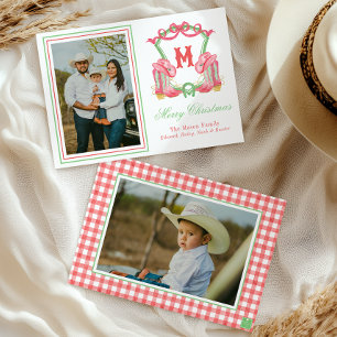 Aquarellfarben Weihnachten Boots Monogram Wappen F