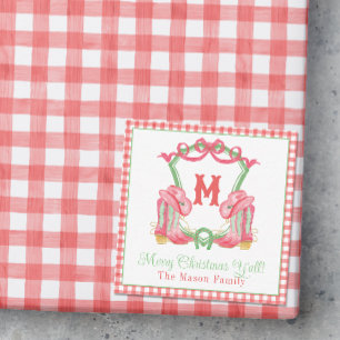 Aquarellfarben Weihnachten Boots Monogram Wappen F Mitteilungskarte