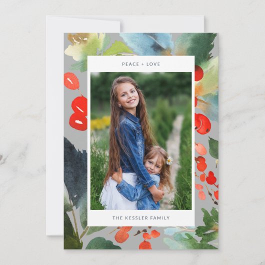 Aquarellfarben Weihnachten Stilvolle Zwei-Foto Gra (Vorderseite)