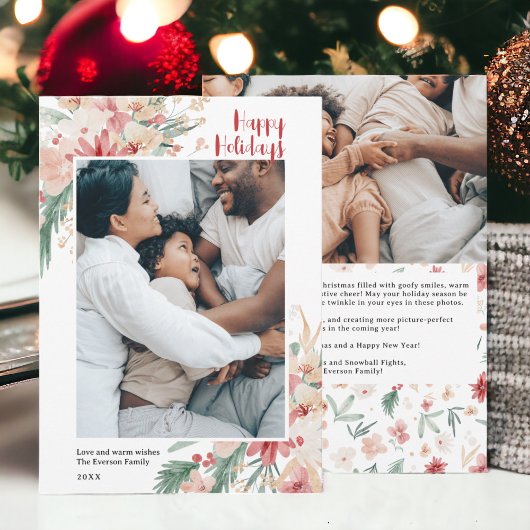 Aquarellfarben Weihnachtsfeiertage FotoCollage Feiertagskarte