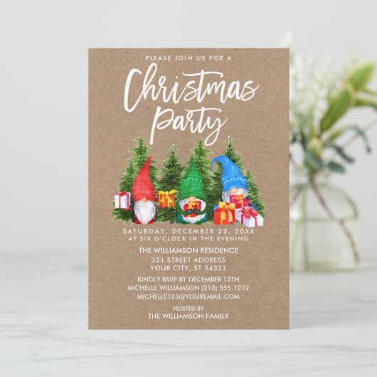 Aquarellfarben Weihnachtsgebäck Party Kraft Einladung (Stehend Vorderseite)