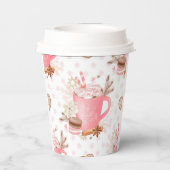 Aquarellfarben Weihnachtskekse und Kakao Pappbecher (Rückseite)