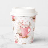 Aquarellfarben Weihnachtskekse und Kakao Pappbecher (Vorderseite)