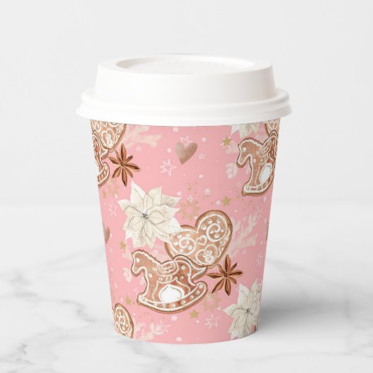 Aquarellfarben Weihnachtskost & Schneeflocken Pappbecher (Links)