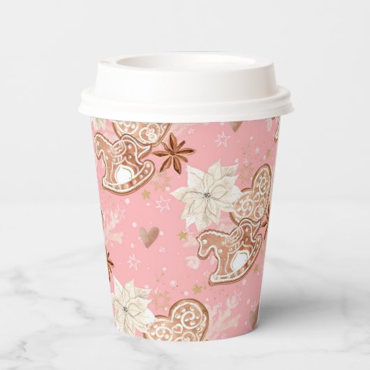 Aquarellfarben Weihnachtskost & Schneeflocken Pappbecher (Rückseite)