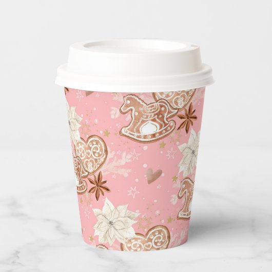 Aquarellfarben Weihnachtskost & Schneeflocken Pappbecher (Vorderseite)