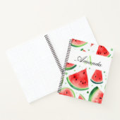 Aquarellfarben Weiß und Grüne Wassermelone Monogra Notizblock (Innenseite)