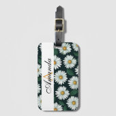 Aquarellfarben Weiß und Schwarz Daisy Nahtloses Mu Gepäckanhänger (Vorderseite Vertikal)