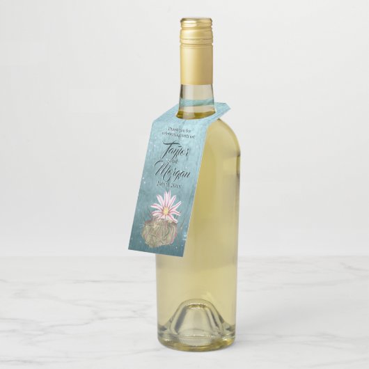 Aquarellfarben Weißblütenkaktus Flaschenanhänger (Angewinkelt)