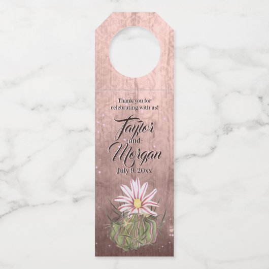 Aquarellfarben Weißblütenkaktus Flaschenanhänger (Vorderseite)