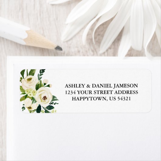 Aquarellfarben Weiße Blumengrün Anschrift (Insitu)