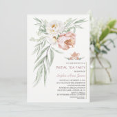 Aquarellfarben Weiße Dusti-Rose Blume Brautparty Einladung (Stehend Vorderseite)