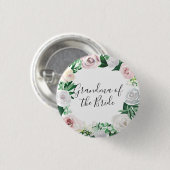 Aquarellfarben Weiße Grüne Oma der Braut Button (Vorne & Hinten)