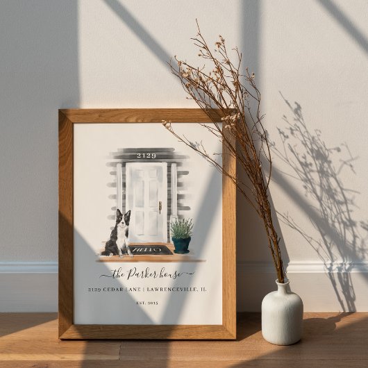 Aquarellfarben Weiße Hamptons Art Türrahmen Collie Poster