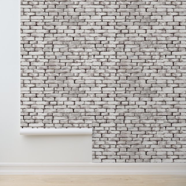 Aquarellfarben Weiße Ziegelmuster Grau Graue Elega Tapete (Anwendung)