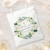 Aquarellfarben Weißer Blume Kranzkreuz Taufen Geschenktütchen (Ausgeschnitten)