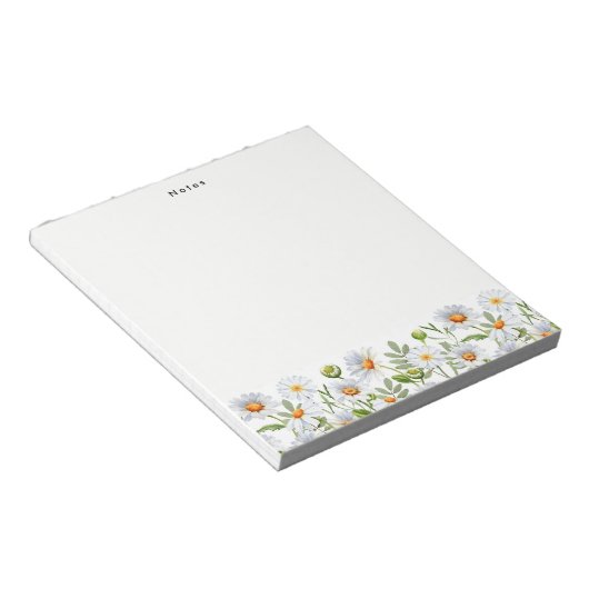 Aquarellfarben Weißes Daisy Personalisiertes Notep Notizblock (angewinkelt)