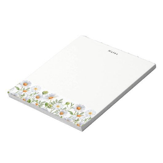 Aquarellfarben Weißes Daisy Personalisiertes Notep Notizblock (Rotiert)