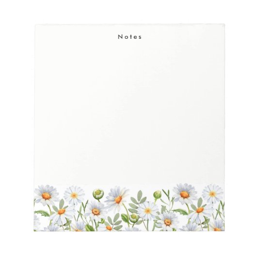 Aquarellfarben Weißes Daisy Personalisiertes Notep Notizblock (Vorderseite)
