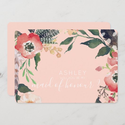 Aquarellfarben werden Sie mein Name für eine Bride Einladung (Vorne/Hinten)