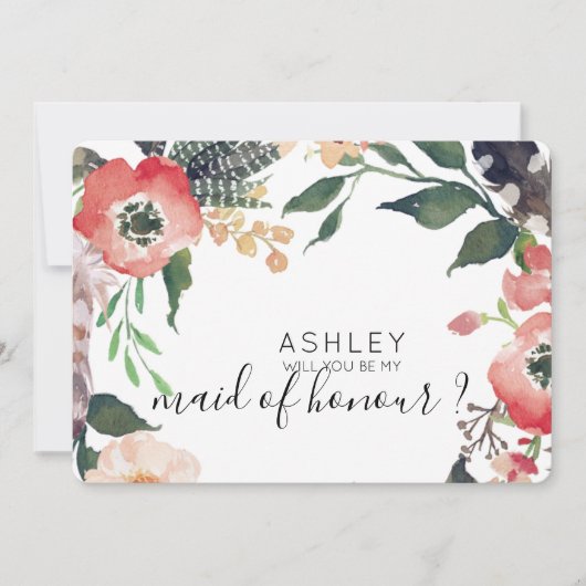 Aquarellfarben werden Sie mein Name für eine Bride Einladung (Vorderseite)