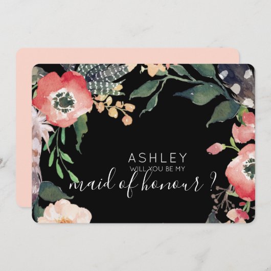 Aquarellfarben werden Sie mein Name für eine Bride Einladung (Vorne/Hinten)