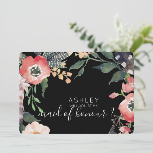 Aquarellfarben werden Sie mein Name für eine Bride Einladung (Stehend Vorderseite)