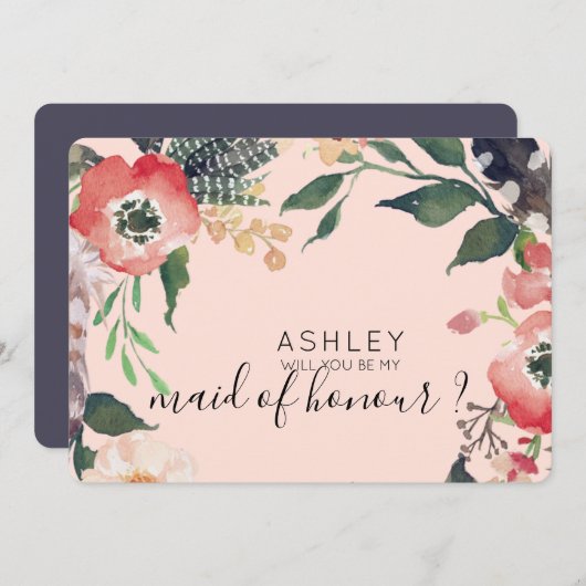 Aquarellfarben werden Sie mein Name für eine Bride Einladung (Vorne/Hinten)