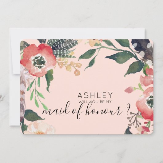 Aquarellfarben werden Sie mein Name für eine Bride Einladung (Vorderseite)