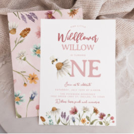 Aquarellfarben Wildblume 1. Geburtstag Party Einladung