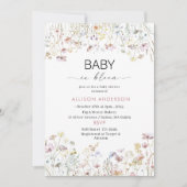 Aquarellfarben Wildblume Baby in Bloom Baby Dusche Einladung (Vorderseite)