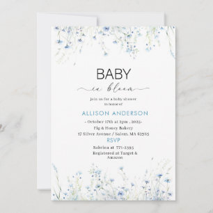 Aquarellfarben Wildblume Baby in Bloom Baby Dusche Einladung