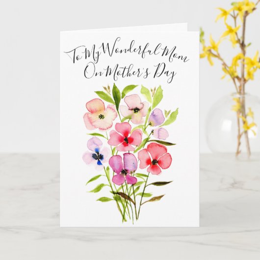 Aquarellfarben Wildblume Bouquet mit Foto Mutterta Karte (Gelbe Blume)