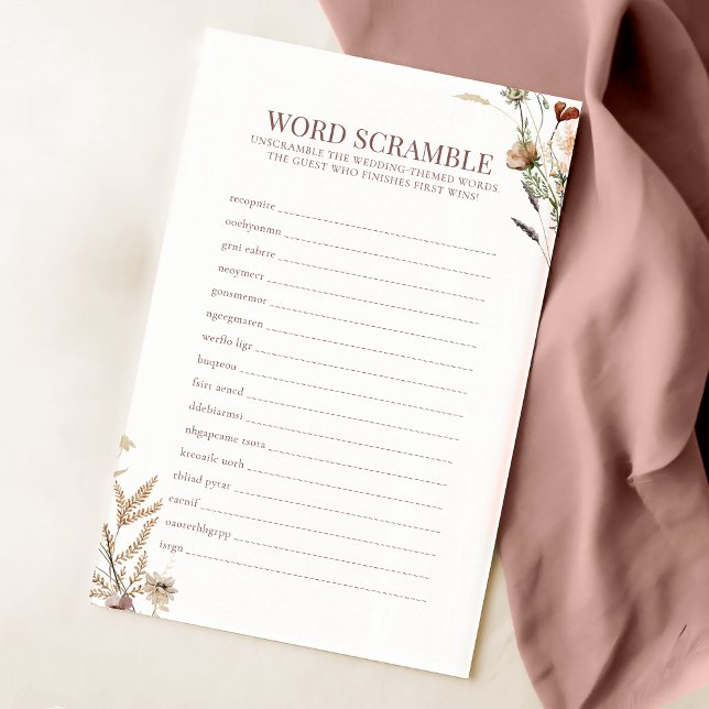 Aquarellfarben Wildblume Bridal Word Scramble Game (Von Creator hochgeladen)