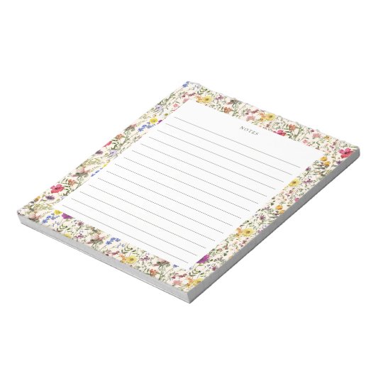 Aquarellfarben Wildblume Florals Notepad Notizblock (Rotiert)