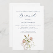 Aquarellfarben-Wildblume Kalligraphie 90. Geburtst Einladung (Vorne/Hinten)