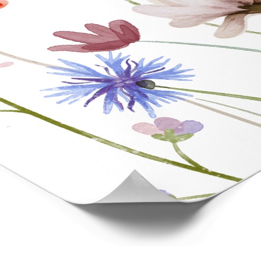 Aquarellfarben Wildblume Meadow Baby Birth Stats Poster (Ecke)