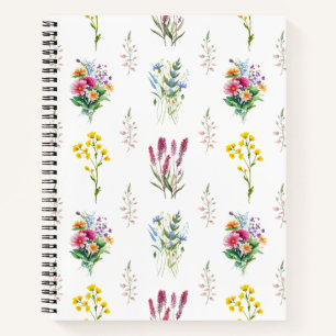Aquarellfarben Wildblume Nahtloses Muster Notizblock