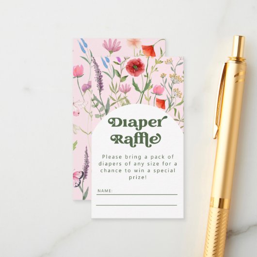 Aquarellfarben Wildblume Rosa Windelkreuz Begleitkarte (Vorderseite/Rückseite Beispiel)