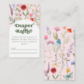 Aquarellfarben Wildblume Rosa Windelkreuz Begleitkarte (Vorne/Hinten)