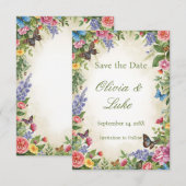 Aquarellfarben-Wildblume STD mit Schmetterlingen Save The Date (Vorne/Hinten)