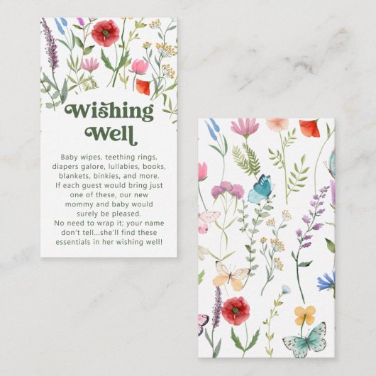 Aquarellfarben Wildblume Weiß wünschenswert gut Begleitkarte (Vorne/Hinten)