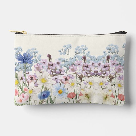 Aquarellfarben Wildblume Wiesenblumenpouch Zubehörtasche (Vorderseite)