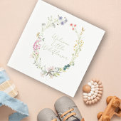 Aquarellfarben Wildblume Wreath Babydusche Napkin Serviette
